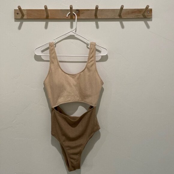 Neutral Knit One Piece Swimsuit - Picture 1 of 6